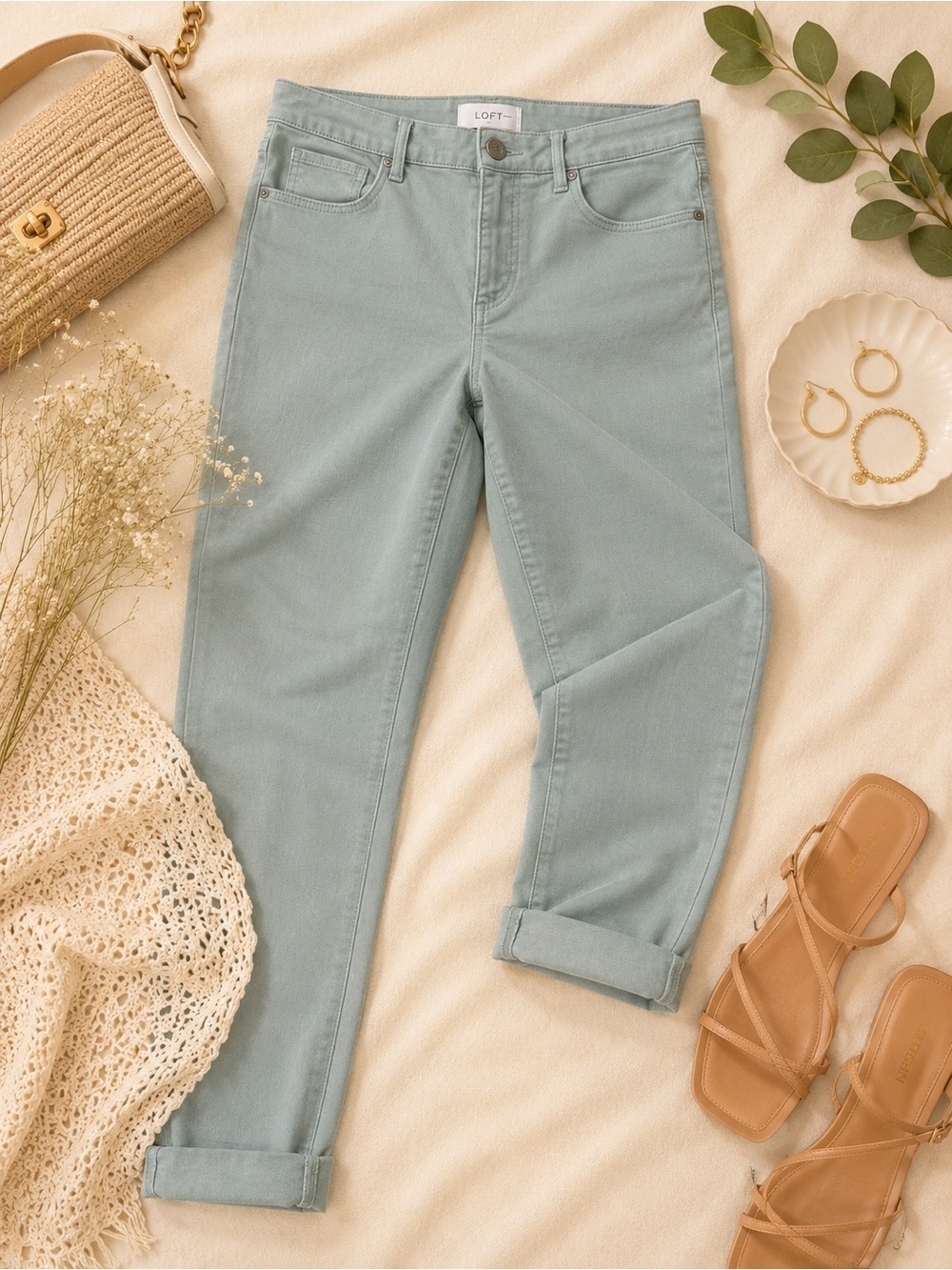 LOFT Sage Green Slim Pocket Pants Size 29/8 Cropped
